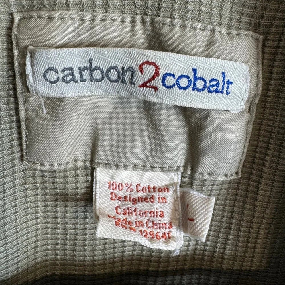 Carbon2Cobalt Mens Khaki Tan‎ 100% Cotton Full Zip Utility Jacket Size L